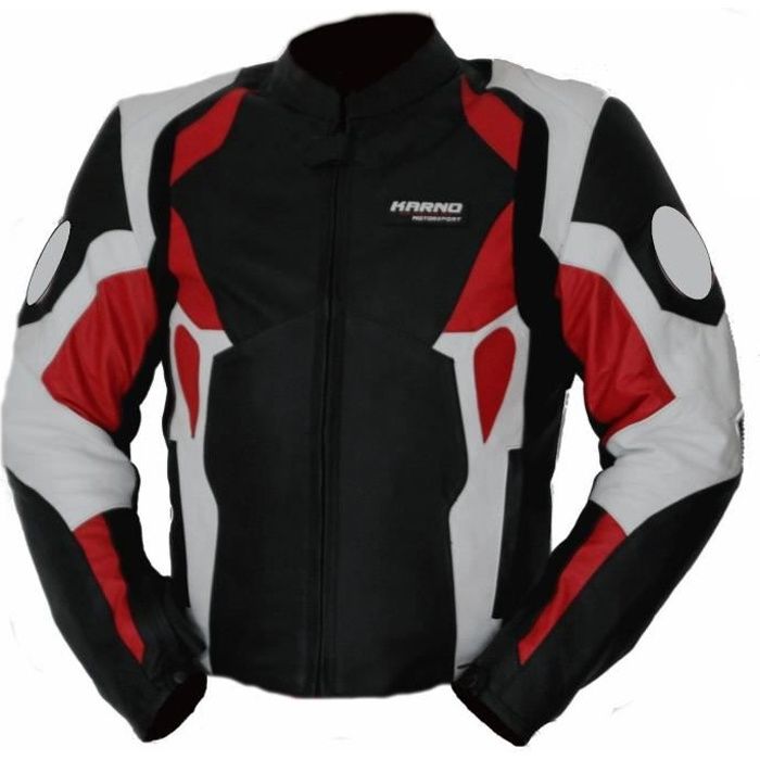 Kc024 Blouson veste cuir moto KARNO rouge - PHANTOM - doubl. hiver amovible