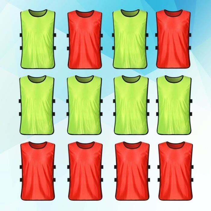 12 PCS Adulte Enfants Football Basket-Ball Formation Gilet Bébé Sport Jeu Team Mesh Vest Été Vêtements Taille-S (Fluorescent Vert
