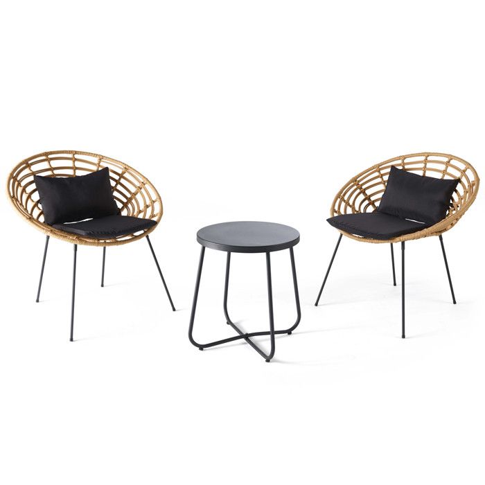 Salon de jardin 2 fauteuils 1 table basse - 72 x 65 x 75,5 cm - Résine tressée - Oviala - Marron