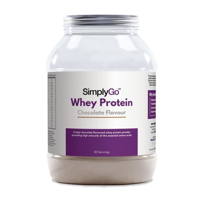 SimplyGo™ Whey - Protéine de Lactosérum en Poudre- Goût Chocolat- 900g - Adapté aux Végétariens - SimplySupplements