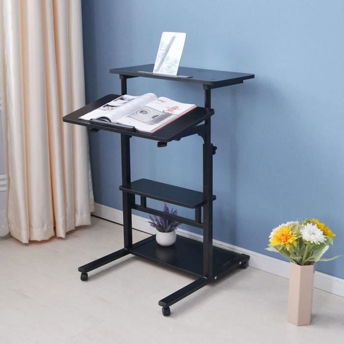 TMISHION table d'ordinateur debout Bureau d'ordinateur portable debout pliable réglable en hauteur Table d'ordinateur domestique à