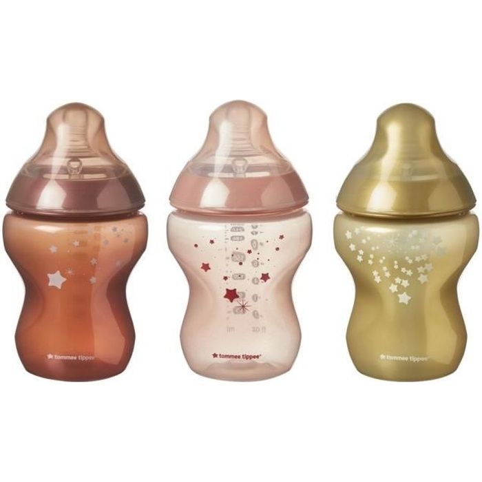 TOMMEE TIPPEE Biberon CTN 260ml x 3 effet métal précieux