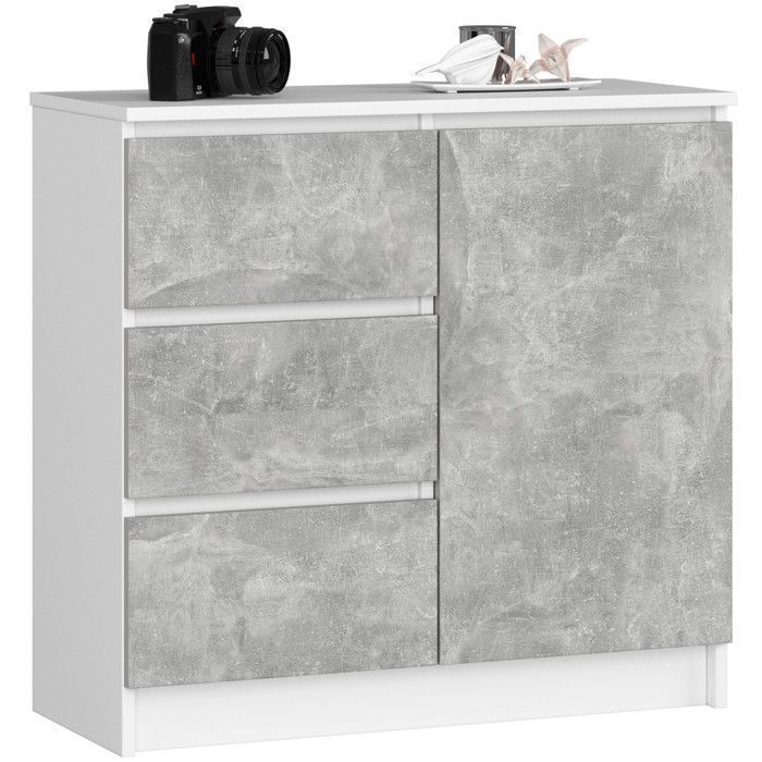 AKORD Commode K 140 cm 4 Tiroirs et 2 Portes pour Le Salon| Chambre | Bureau Salon Design Moderne Fonctionnel Panneau Stratifié | Couleur Blanc AKORD Commode K 140 cm 4 Tiroirs et 2 Portes pour Le Salon| Chambre | Bureau Salon Design Moderne Fonctionnel Panneau Stratifié | Couleur Blanc