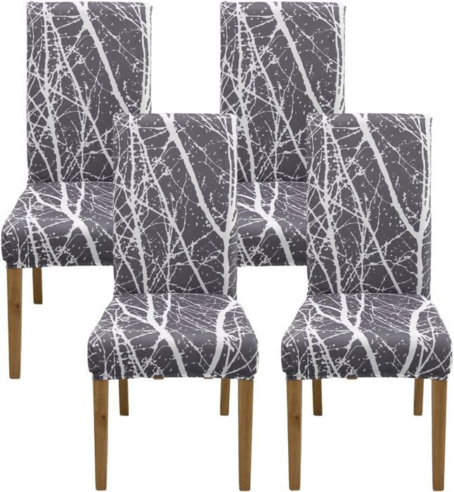 Lot De 4 Housses De Chaise Extensibles Noires – Salle à Manger, Chaise Haute, Lavables, Anti-taches & Élégantes