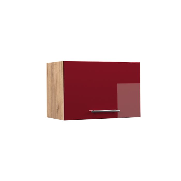 Elément haut de cuisine Fame-Line 60cm Plat Rouge bordeaux Haute brillance/Chêne de force doré Vicco 38391