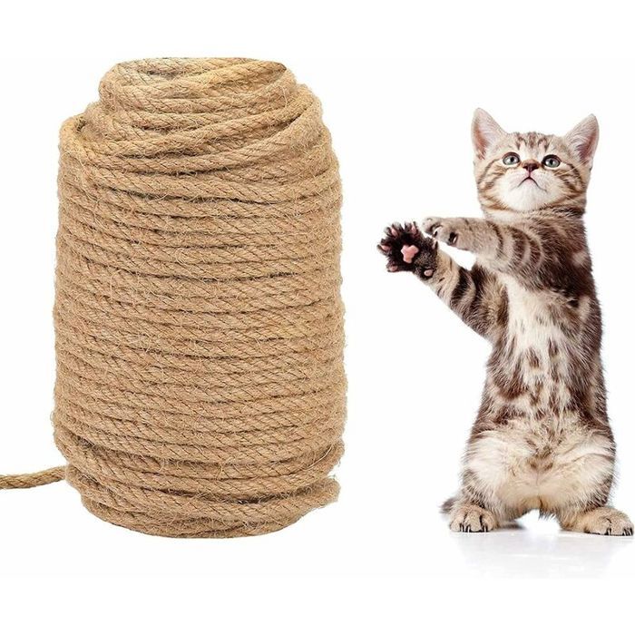 Meilleurs prix pour Corde en sisal, 50M jouet en sisal, griffoir pour chat, 6mm d'épaisseur, protection pour les chats, jouet pour aiguiser les