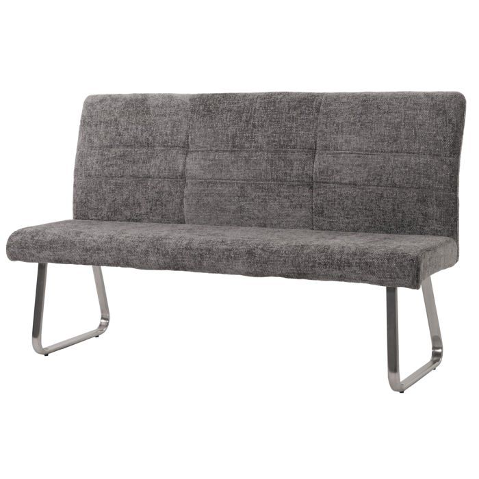 Banc canape de salle a manger en tissu chenille gris fonce et acier inoxydable brosse 160 cm 04_0005816 Banc canape de salle a manger en tissu chenille gris fonce et acier inoxydable brosse 160 cm 04_0005816