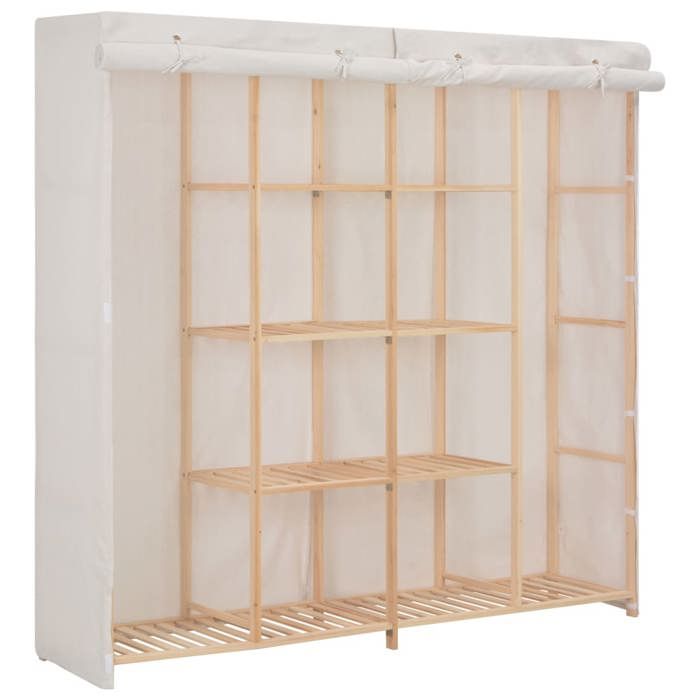 BEAU Armoire de Chambre - Penderie - Garde-Robe - Blanc 173x40x170 cm Tissu mode177100
