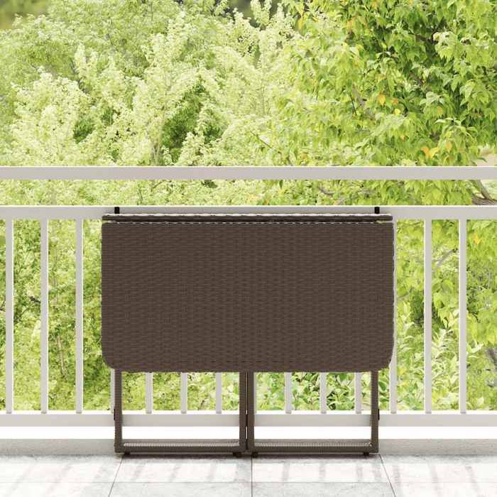 Table de jardin VIDAXL Table pliante marron 90 x 51 x 75 cm polyrotin TT206