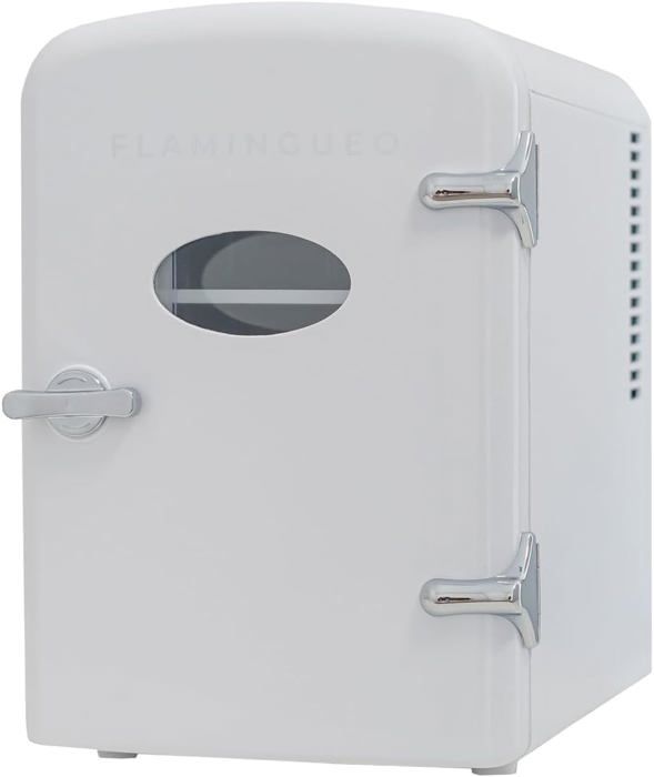 Mini Frigo Flamingueo 4L - Fonction Chaud/froid - 12V/220V - Pour Cosmétiques Ou Boissons - Design Rétro