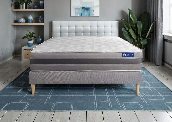 Ensemble Matelas Sommier 150x200 cm - Actiflex Relax - Sommier Kit Gris