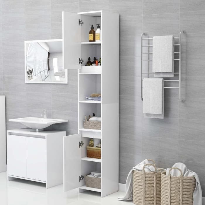 Armoire de salle de bain - GKK - Colonne - Blanc 30x30x183 5 cm Bois dingénierie gg96
