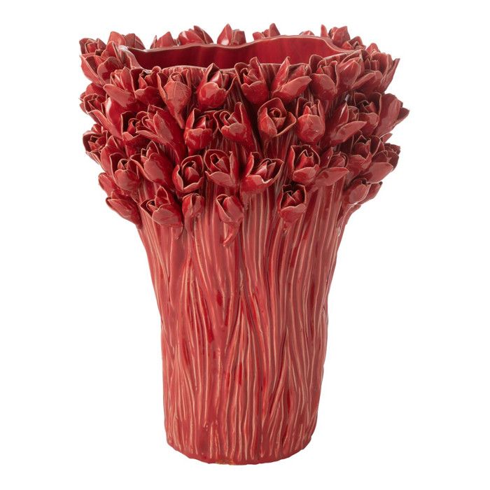 Aline, vase céramique, rouge intense
