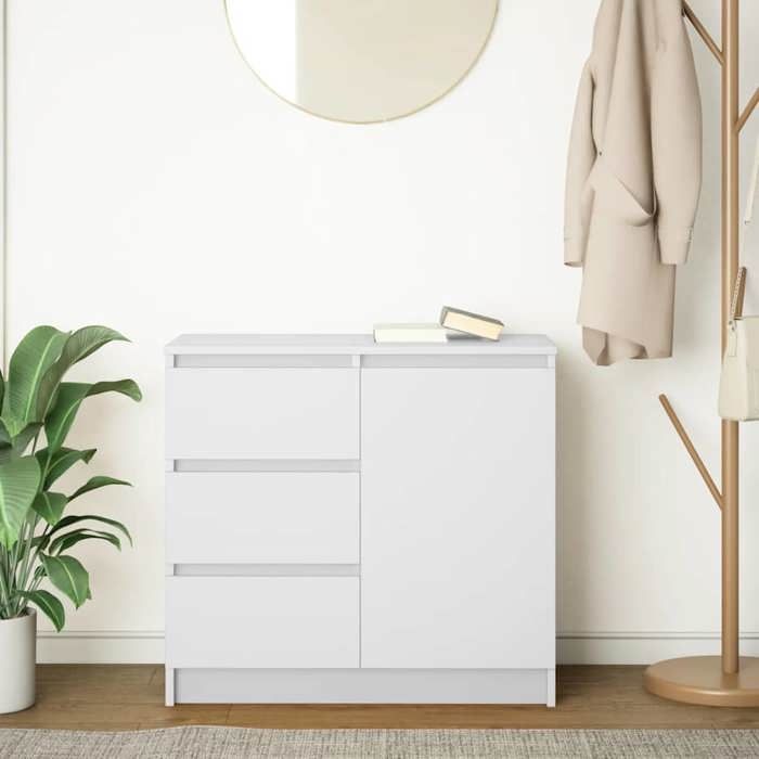 Buffet bahut - grand espace - avec tiroir blanc 71x35x65 cm - Bois dingénierie(78821) ZLH
