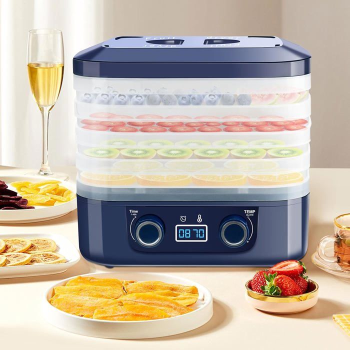 DeeprBling Déshydrateur Alimentaire 450W, 5 Plateaux Réglables, Fruits Et Légumes, Minuterie 72H, 35-70°C, Écran Digital, Sans BPA
