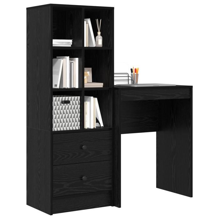 Elégant Bureau avec rangement - chêne noir - bois dingénierie - Meuble de RangementVitrine &2978161