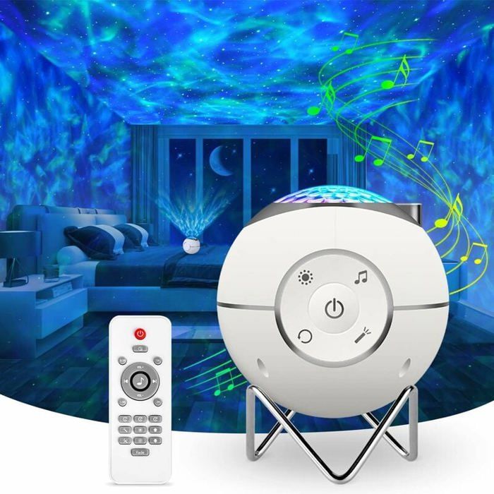 Projecteur ciel étoilé rotatif lampe musicale rechargeable USB avec télécommande et support Odipie