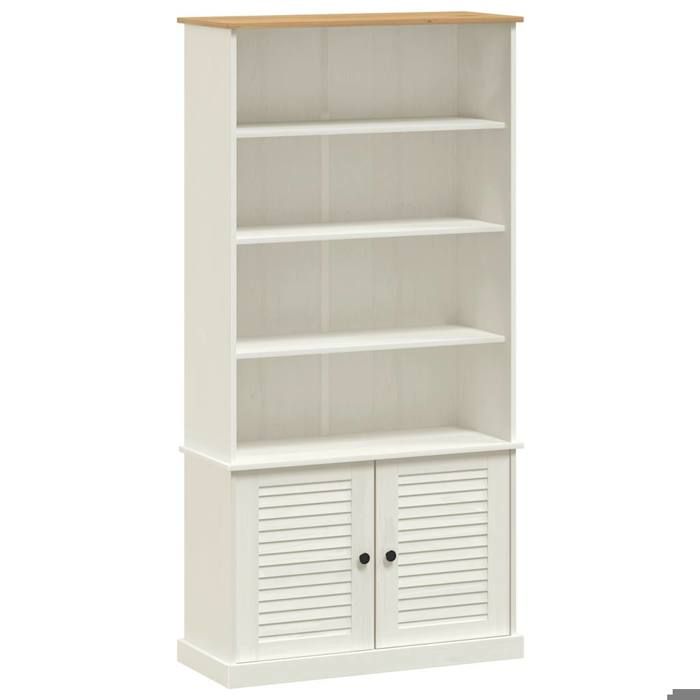 Réduction - Bibliothèque en bois，Meuble Étagère - VIGO blanc 85x35x170 cm - Bois massif de pin @59544