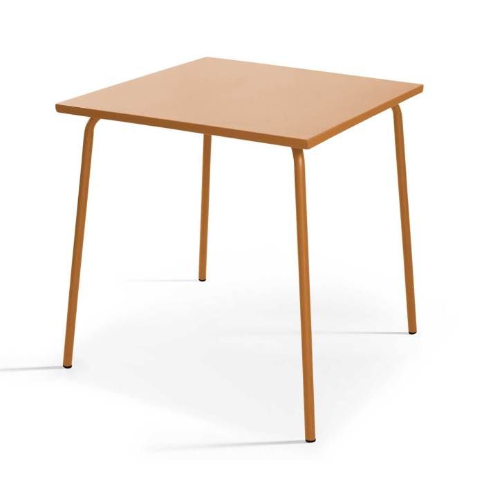 Table de jardin carrée en métal 70 cm 4 places caramel Palavas Oviala
