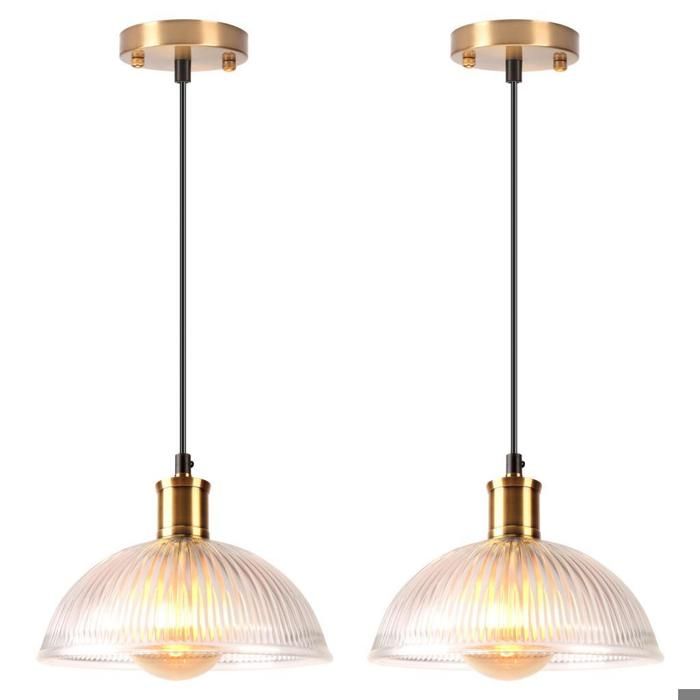 Suspension Luminaire - SMOTOP - Verre transparent Ø21.5 cm - Lot de 2 - E27 60W max