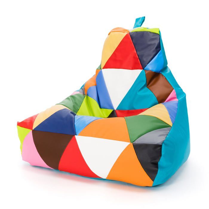 Keiko Patchwork Pouf Fauteuil extérieur imperméable remplissage billes polystyrène salon déco maison turquoise Ecopuf