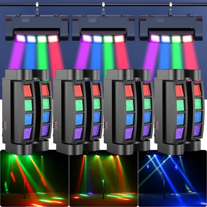 UKing 8x10W Lyre LED Spider Disco RGBW - Effet Lumière DMX Son Contrôlé