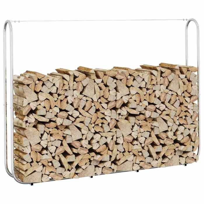 Support à bois de chauffage - vidaxl - Acier galvanisé - 200x25x150 cm - Argenté - Usage extérieur - Grande capacité