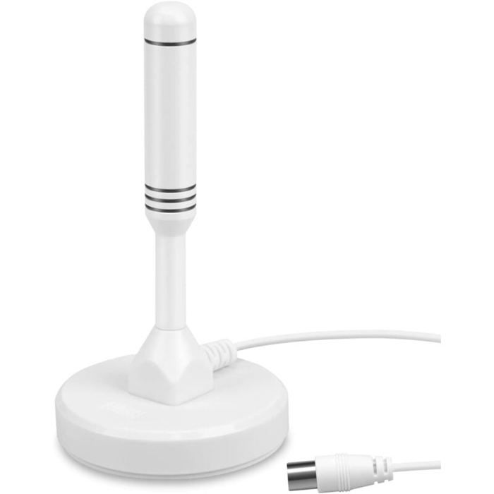 Antenne TV Intérieur TNT HD Puissante - Antenne HDTV 4K 1080P avec Amplicateur de Signal 25 dBi Jusqu'à 240 km de Portée - Récepteur Télévision Numérique/TV USB/Radio FM - 4m de Câble