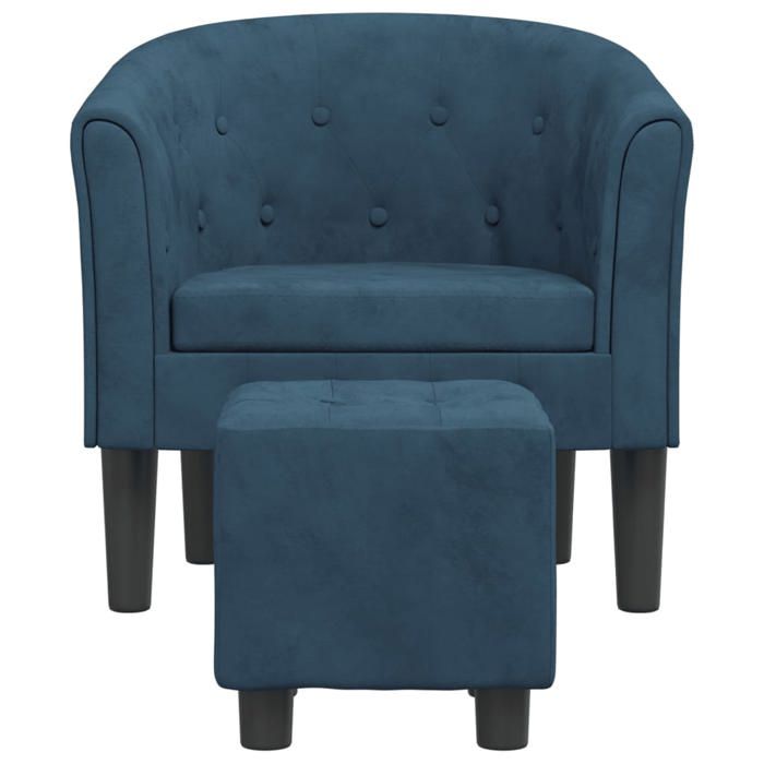 Fauteuil cabriolet avec repose-pied - vidaXL - Bleu foncé - Velours - 70x56x68 cm - Repose-pied inclus