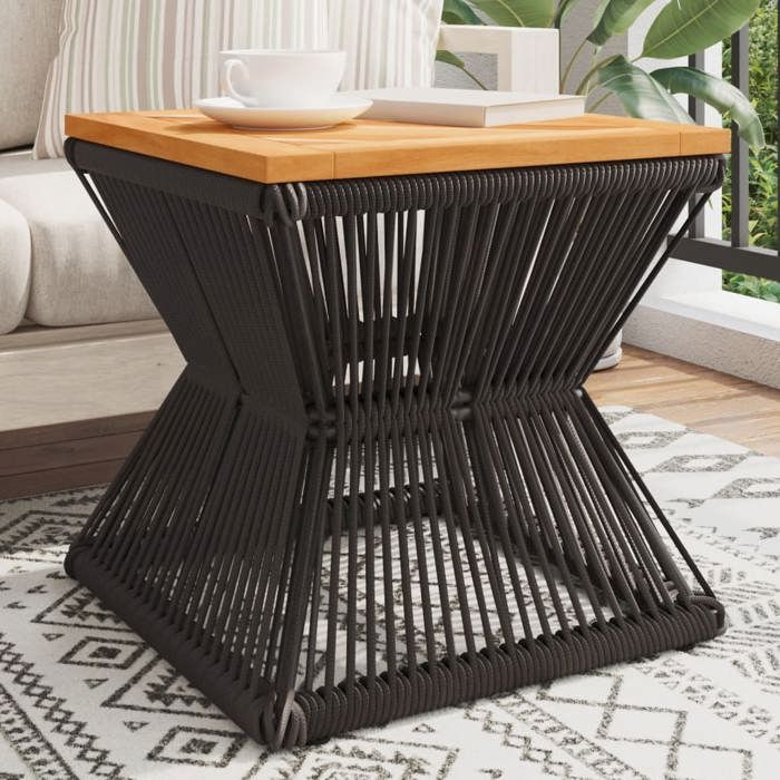 Automne/hiver Brun Table basse carrée - avec base en fil de fer noir bois dacacia massif - Hauteur:38cm DEC2639362