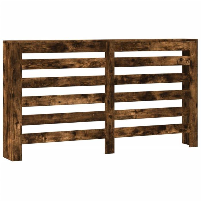 Cache-radiateur en bois dingénierie - vidaXL - 149x20x82 cm - Chêne fumé - Design à lattes - Étagère intégrée