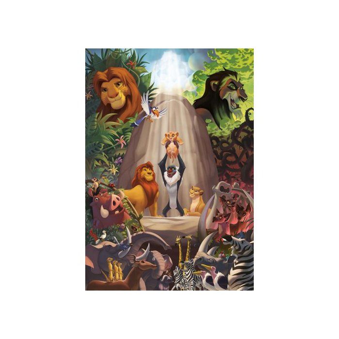 Puzzle Adulte Roi Lion 1000 pieces La naissance de Simba - Poster inclus 50x70cm - Collection Dessin anime - Set Jeu et Carte