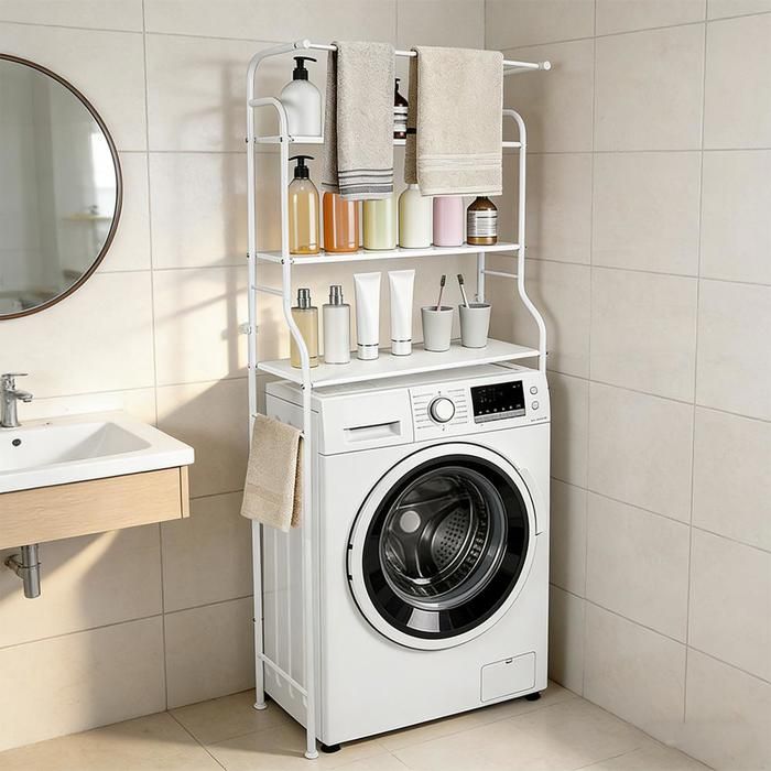 MIPAN.65x25x160cm Armoire Wc Rangement - Etagère De Salle De Bain - Pour Meuble Wc Ou Machine À Laver - Avec 3 Étagères - Blanc