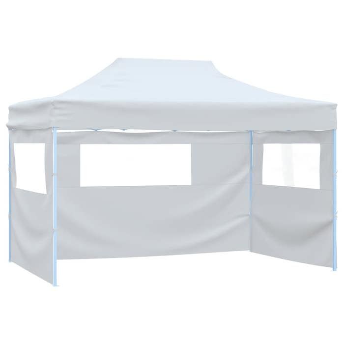 Blanc Pergola/Pavillon pour Fête - BKM - Tente pliable de réception avec 4 parois 3 x 4 - 5 m Blanc_0583849