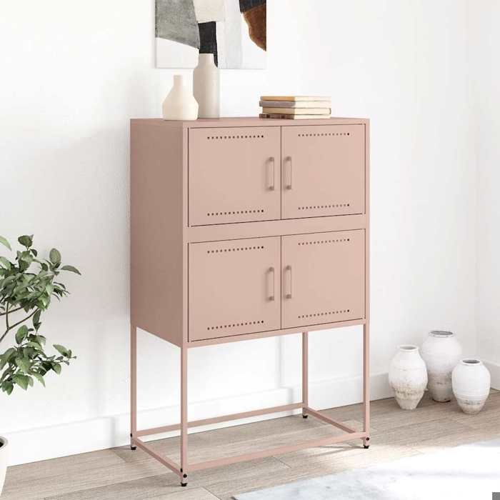 (15518)Commode - contemporain - Buffet rangement - rose 68 5x38 5x107 cm acier poid:18.09 kg
