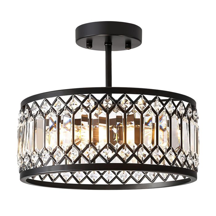 Diday Moderne Plafonnier Salon Cristal E14 Plafonnier Salon Noir Luminaires Intérieur Ø31cm pour Couloir Chambre Salle à Manger