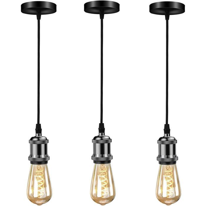 Industrial Metal Pendant Light Retro Hanging Lamp Socket E27 Adjustable Cable Ceiling Lighting Restaurant Living Room