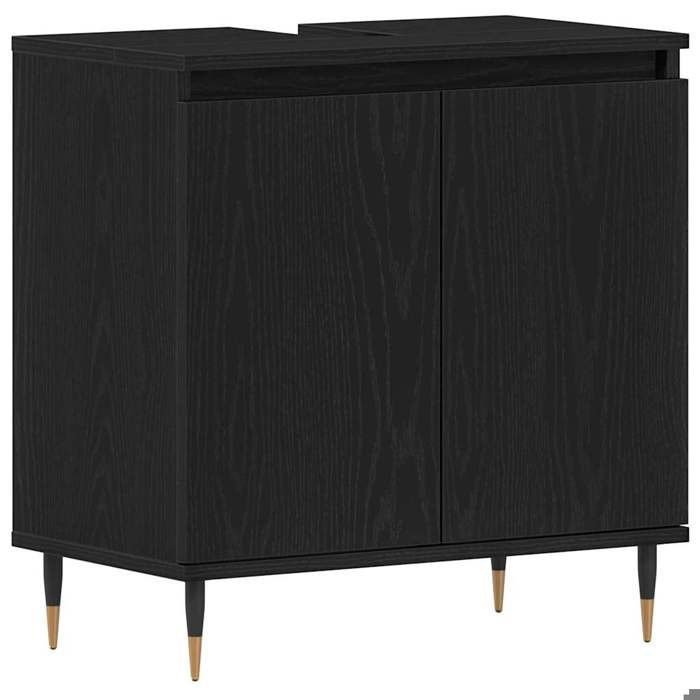 Meuble de lavabo de salle de bain - vidaXL - sous-vasque - bois dingénierie - chêne noir - 58 x 33 x 60 cm - 2 portes{viu73m}