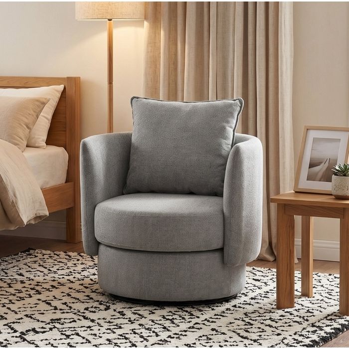 Fauteuil Pivotant En Tissu Gris Clair Fauteuil Club Moderne FloraGrace