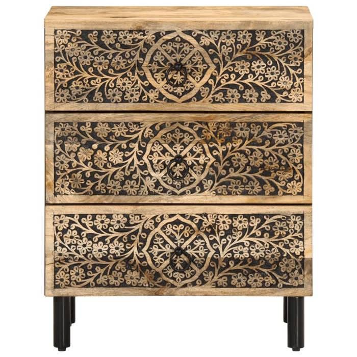 Cabinet de Lit Moderne Brun Table de chevet/nuit avec rangement 50x33x60 cm bois de manguier massif CC2567