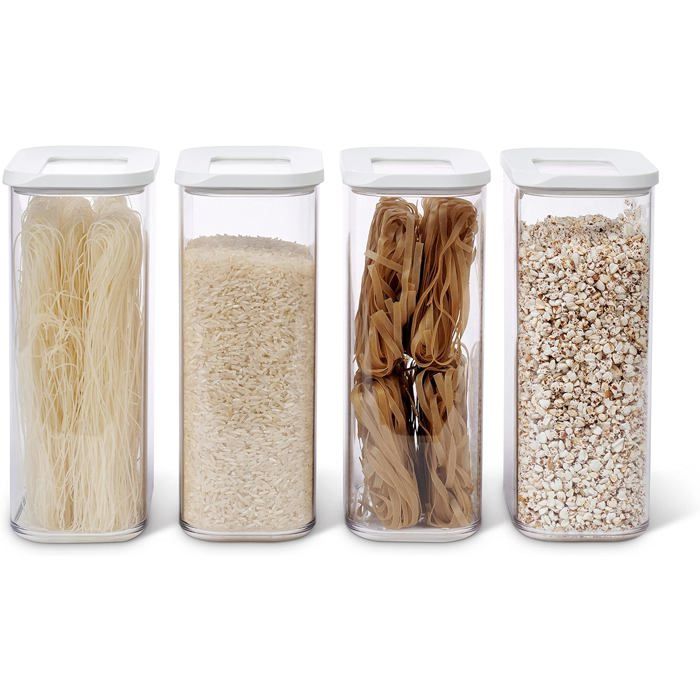 Boîte conservation 2000 ml - Lot 4 - Hermétique empilable sans BPA - Couvercle transparent - Rangement cuisine