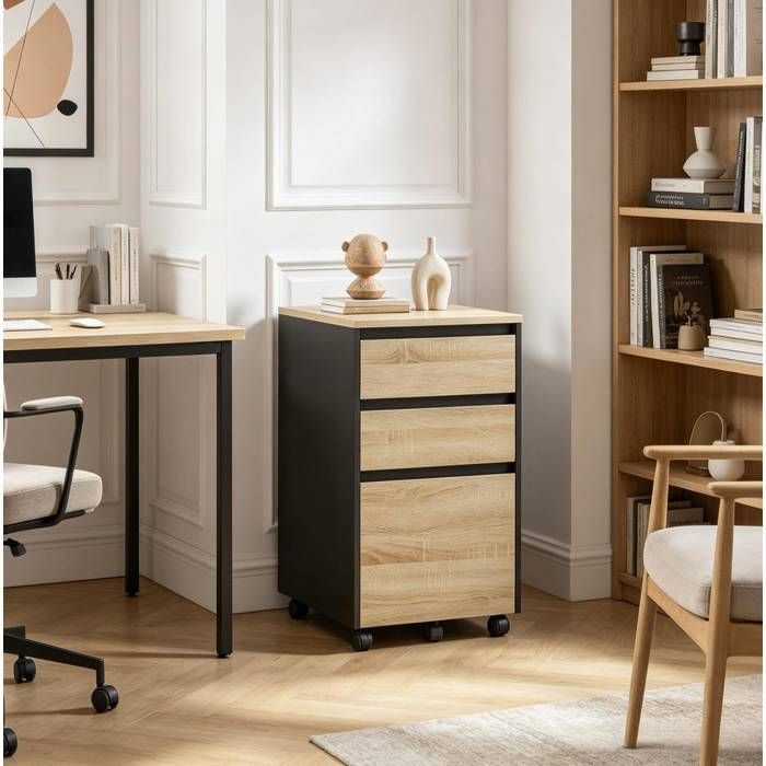 Caisson de rangement mobile à roulettes compatible uniquement avec table de chevet