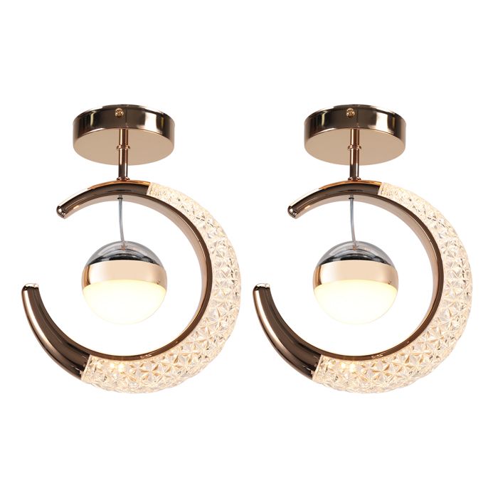WOTTES 2 x Plafonnier LED en forme de Lune Doré Lampe de Plafond Chambre Bébé Design Ciel Étoilé et Lune lumière chaude