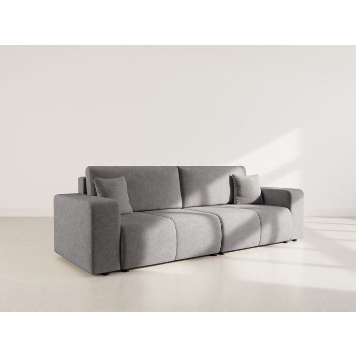 Nicole - Canapé droit 4 places convertible avec coffre en tissu - Gris Nicole - Canapé droit 4 places convertible avec coffre en tissu - Gris