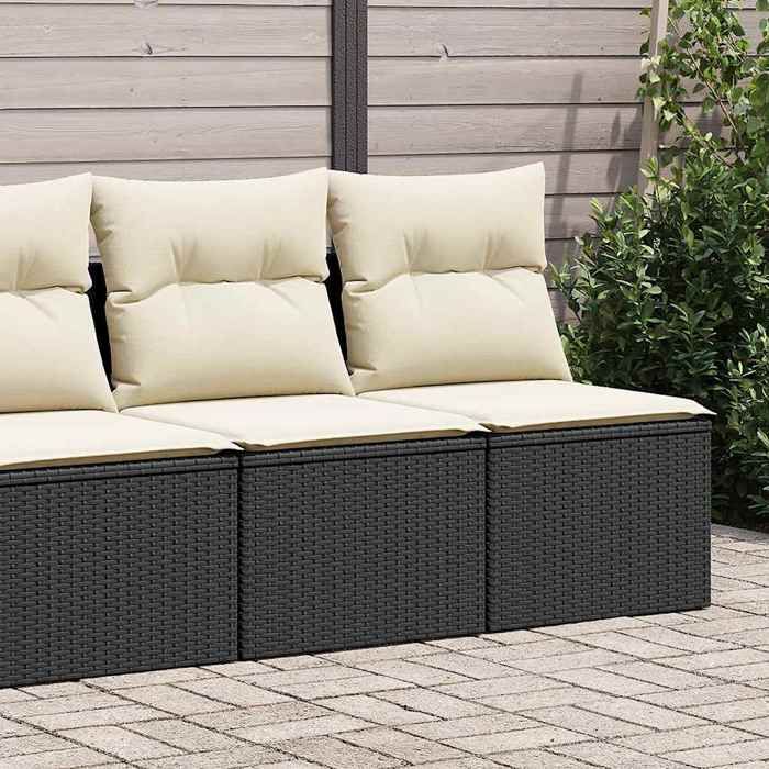 Meuble - vidaXL - Salon de jardin avec coussins 2 pcs - Pour Salon Balcon - résistante à leau - noir résine tressée acacia