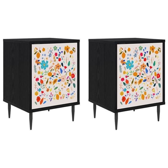 Nouveau Table de chevet MAINZ 2 pc Chêne noir 36 x 33 x 51 cm poids:15.1 kg_15963
