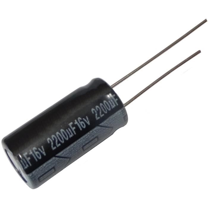 Aerzetix - Lotto Da 10 Condensatori Elettrolitici 220µF 63V THT 105°C 2000h - Radiale 10x20 Mm