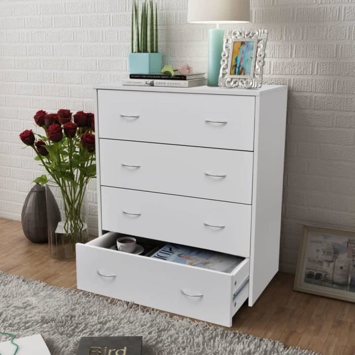 Buffet - AKOZON - AKO7646491682597 - 4 tiroirs coulissants - Blanc - 60 x 305 x 71 cm