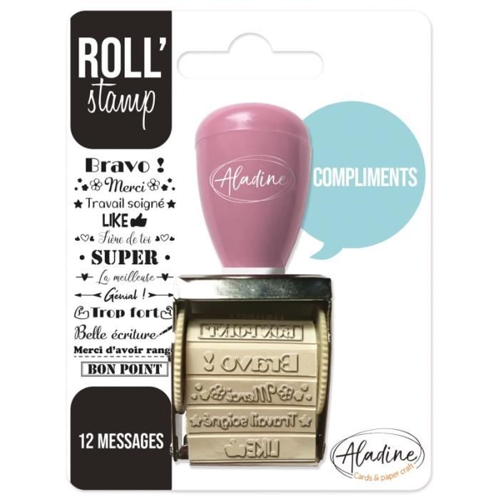 Tampon à molette Roll'Stamp - ALADINE - Compliments - 12 messages