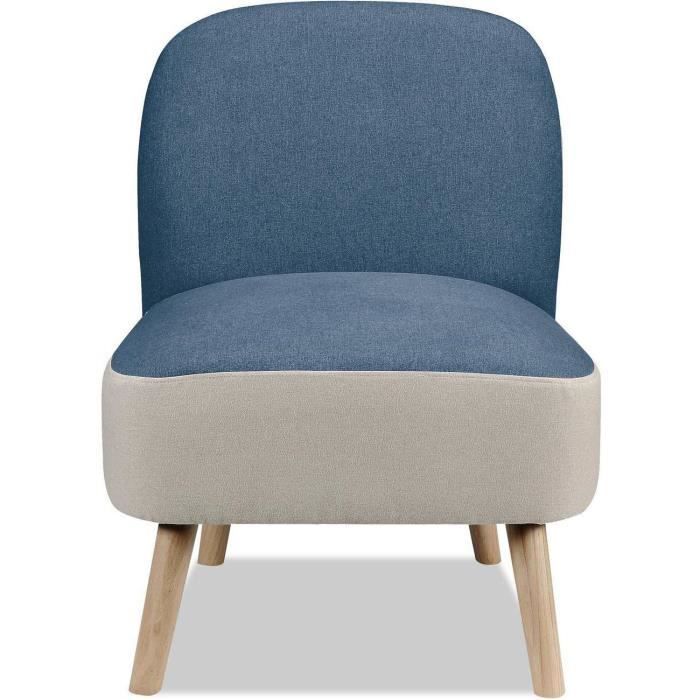 fauteuil dopio bleu - athm design - assise polyester - pieds bois - contemporain - design